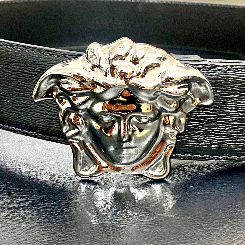 AUTHENTIC MEDUSA VERSACE CHROME SILVER MEN BELT ITALY SIZE 30-32 BRAN NEW NO TAG